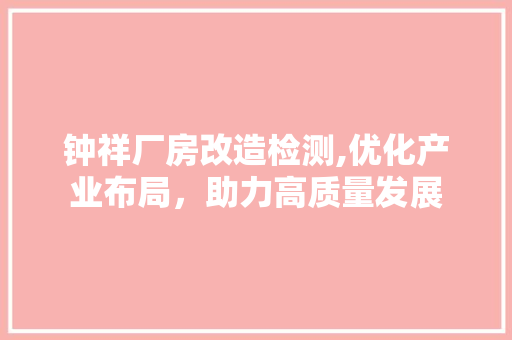 钟祥厂房改造检测,优化产业布局，助力高质量发展
