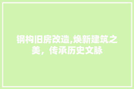 钢构旧房改造,焕新建筑之美，传承历史文脉