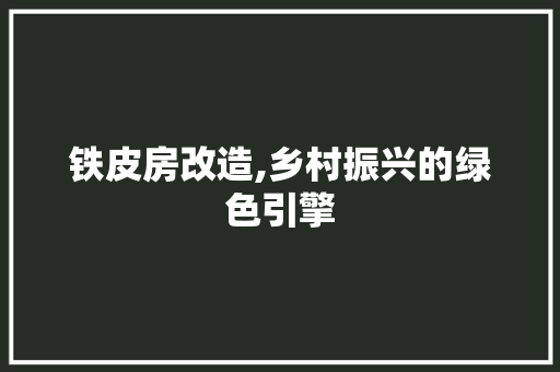 铁皮房改造,乡村振兴的绿色引擎