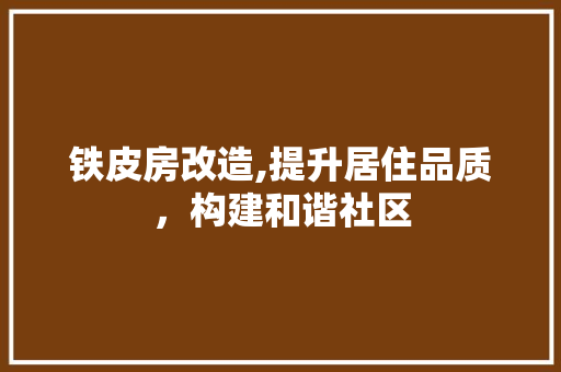 铁皮房改造,提升居住品质，构建和谐社区