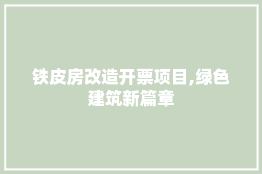 铁皮房改造开票项目,绿色建筑新篇章