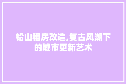 铅山租房改造,复古风潮下的城市更新艺术