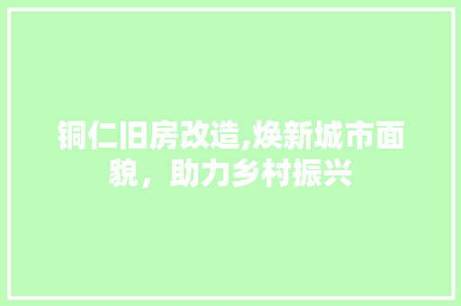 铜仁旧房改造,焕新城市面貌，助力乡村振兴