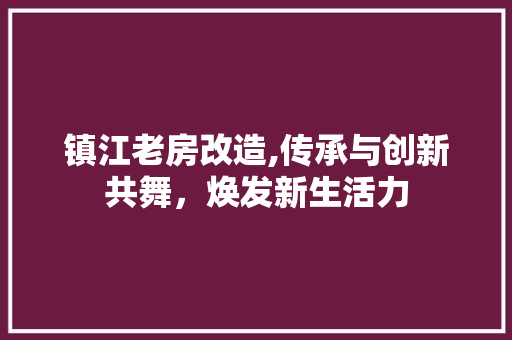 镇江老房改造,传承与创新共舞，焕发新生活力