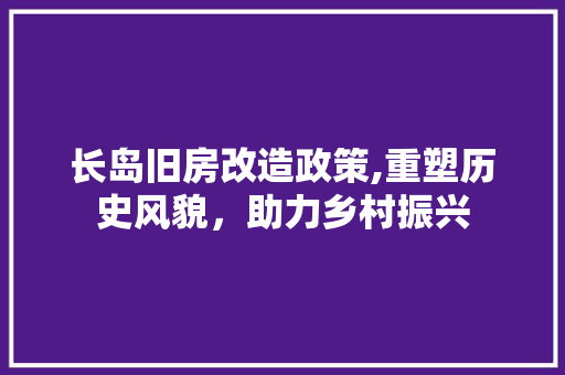 长岛旧房改造政策,重塑历史风貌，助力乡村振兴