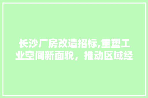 长沙厂房改造招标,重塑工业空间新面貌，推动区域经济发展 家电维修