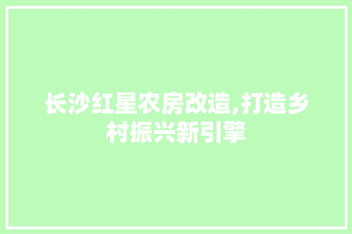 长沙红星农房改造,打造乡村振兴新引擎