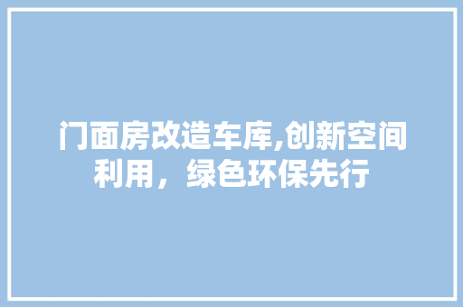 门面房改造车库,创新空间利用，绿色环保先行
