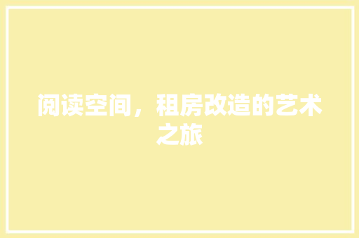阅读空间，租房改造的艺术之旅
