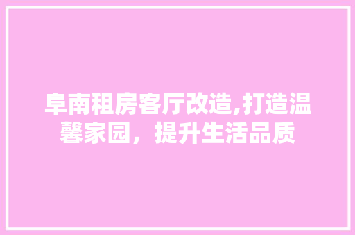 阜南租房客厅改造,打造温馨家园，提升生活品质