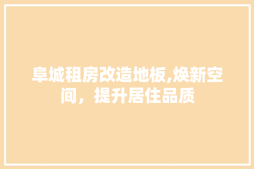 阜城租房改造地板,焕新空间，提升居住品质