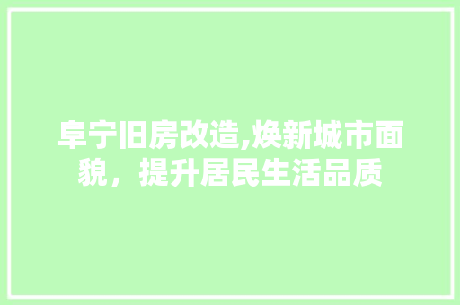 阜宁旧房改造,焕新城市面貌，提升居民生活品质