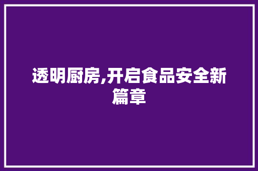 透明厨房,开启食品安全新篇章