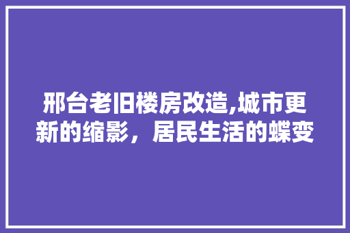 邢台老旧楼房改造,城市更新的缩影，居民生活的蝶变