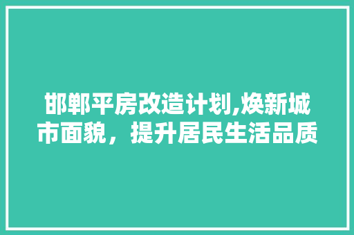 邯郸平房改造计划,焕新城市面貌，提升居民生活品质 综合便民