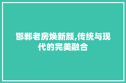 邯郸老房焕新颜,传统与现代的完美融合 厨房维修