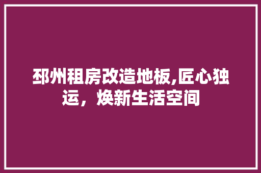 邳州租房改造地板,匠心独运，焕新生活空间 家电维修