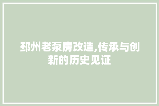 邳州老泵房改造,传承与创新的历史见证 汽车维修