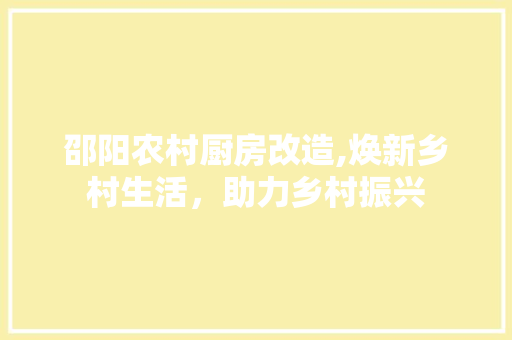 邵阳农村厨房改造,焕新乡村生活，助力乡村振兴