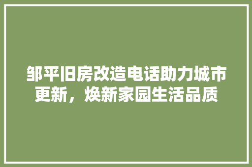邹平旧房改造电话助力城市更新，焕新家园生活品质