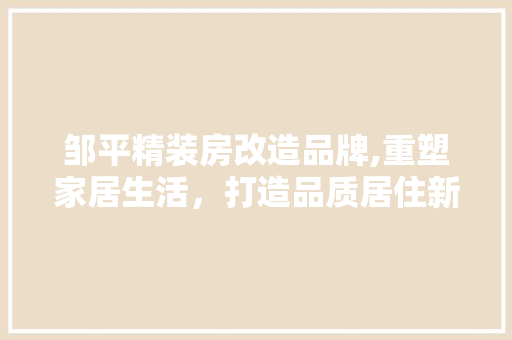 邹平精装房改造品牌,重塑家居生活，打造品质居住新篇章