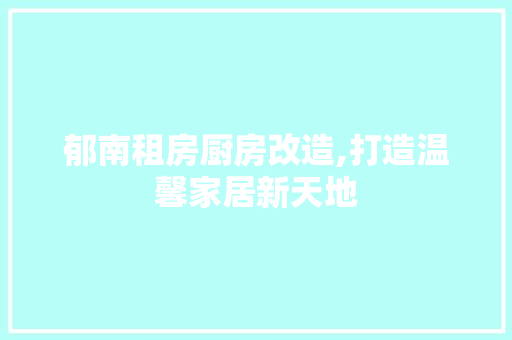 郁南租房厨房改造,打造温馨家居新天地 汽车维修
