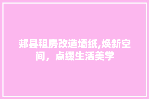 郏县租房改造墙纸,焕新空间，点缀生活美学 汽车维修