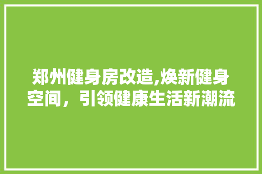 郑州健身房改造,焕新健身空间，引领健康生活新潮流 厨房维修