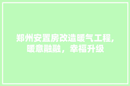 郑州安置房改造暖气工程,暖意融融，幸福升级 厨房维修