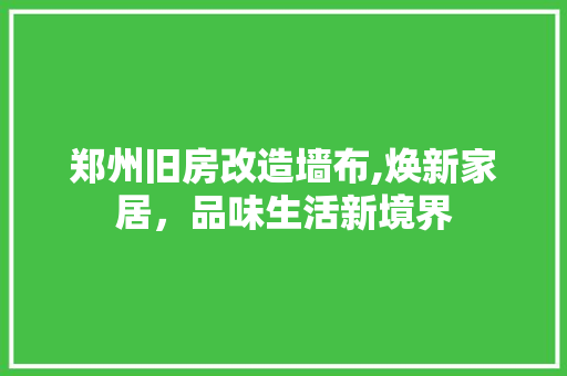 郑州旧房改造墙布,焕新家居，品味生活新境界 家电维修