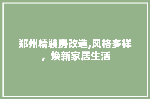 郑州精装房改造,风格多样，焕新家居生活 厨房维修