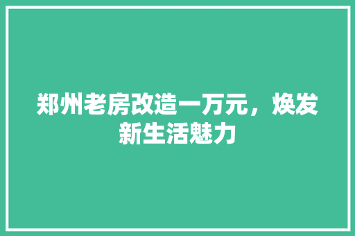 郑州老房改造一万元，焕发新生活魅力 家电维修
