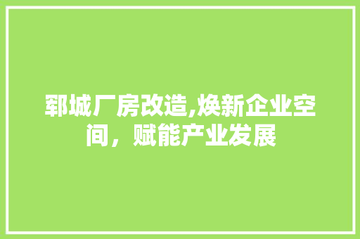郓城厂房改造,焕新企业空间，赋能产业发展 家电维修