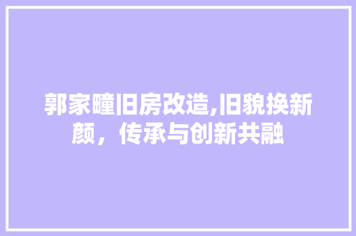 郭家疃旧房改造,旧貌换新颜，传承与创新共融 墙体维修