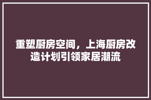 重塑厨房空间，上海厨房改造计划引领家居潮流 汽车维修