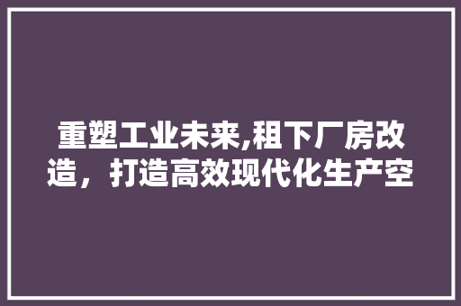 重塑工业未来,租下厂房改造，打造高效现代化生产空间