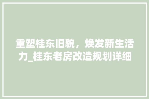 重塑桂东旧貌，焕发新生活力_桂东老房改造规划详细解读 墙体维修