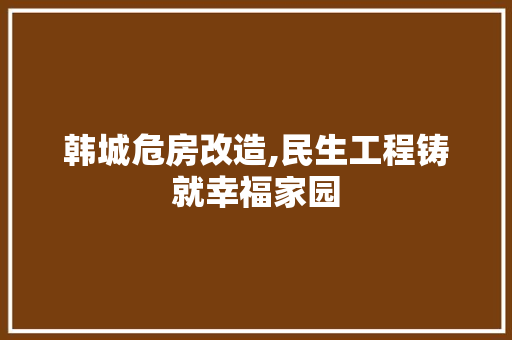 韩城危房改造,民生工程铸就幸福家园 汽车维修