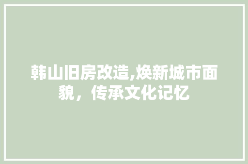 韩山旧房改造,焕新城市面貌，传承文化记忆 综合便民