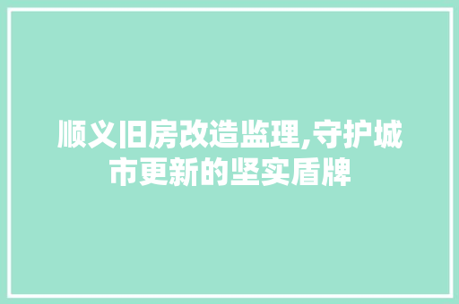 顺义旧房改造监理,守护城市更新的坚实盾牌 墙体维修