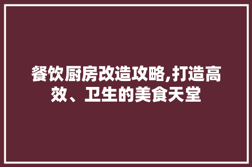 餐饮厨房改造攻略,打造高效、卫生的美食天堂 墙体维修