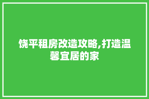 饶平租房改造攻略,打造温馨宜居的家 墙体维修