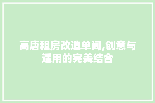 高唐租房改造单间,创意与适用的完美结合 综合便民