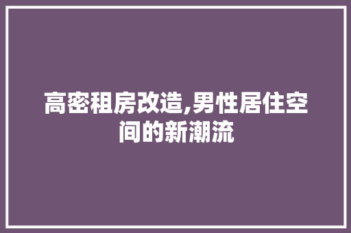 高密租房改造,男性居住空间的新潮流 墙体维修