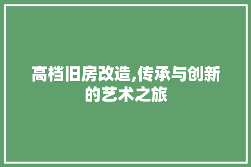 高档旧房改造,传承与创新的艺术之旅 家电维修