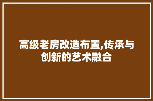 高级老房改造布置,传承与创新的艺术融合 墙体维修