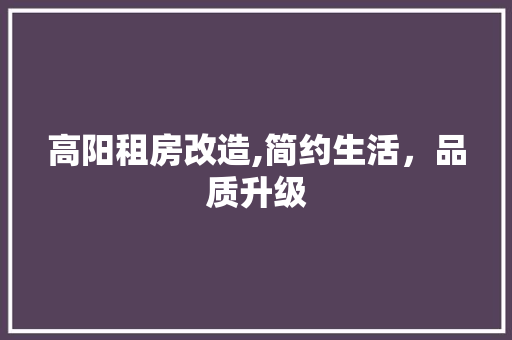 高阳租房改造,简约生活，品质升级