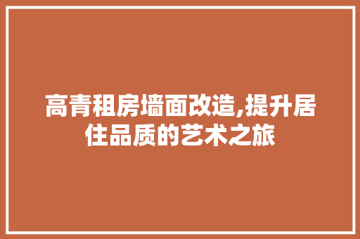 高青租房墙面改造,提升居住品质的艺术之旅 墙体维修