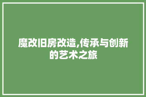 魔改旧房改造,传承与创新的艺术之旅 汽车维修