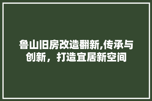 鲁山旧房改造翻新,传承与创新，打造宜居新空间 墙体维修